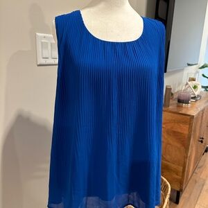 Royal Blue Pleated Tank Top Blouse